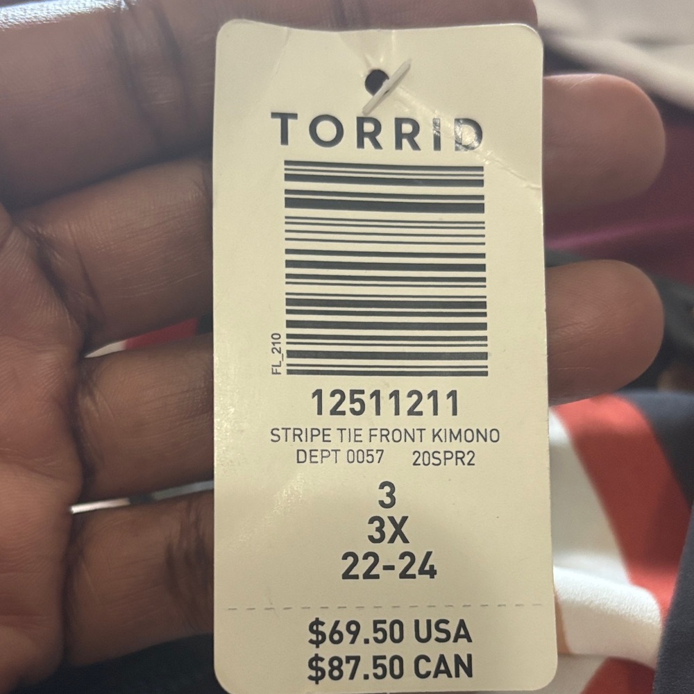 Torrid Black and White Stripe Kimono